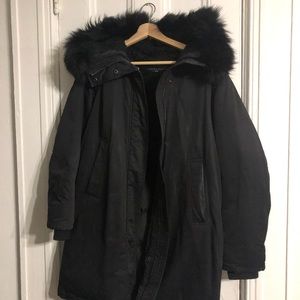 Theory Down Parka w/ faux shearling lining